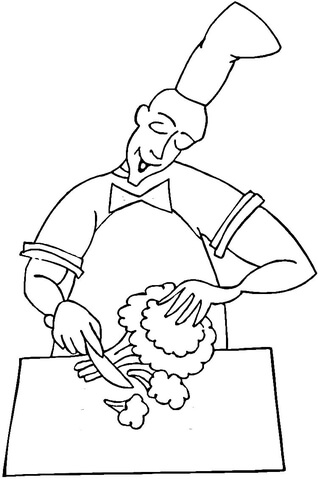 Cooking Broccoli  Coloring Page